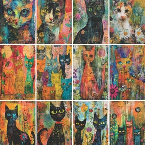 Carta di riso per decoupage gatti formato biglietto, 8 x 10,5 pollici – per cartoline di scrapbooking e artigianato