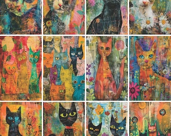 Carta di riso per decoupage gatti formato biglietto, 8 x 10,5 pollici – per cartoline di scrapbooking e artigianato