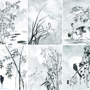 Papel de arroz con tinta Sumi-e, 8 x 10,5 pulgadas – para decoupage, scrapbooking, tarjetas y manualidades