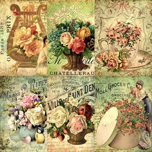 Papel de arroz para decoupage victoriano: 6 imágenes únicas impresas en papel morera de 30 g/m²