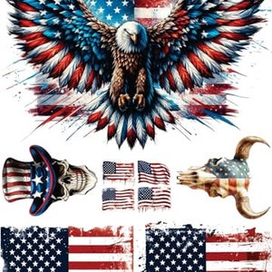Papier de riz Eagle Flag du 4 juillet, 11,5 x 16 pouces - pour découpage, affiche, cartes, travaux manuels