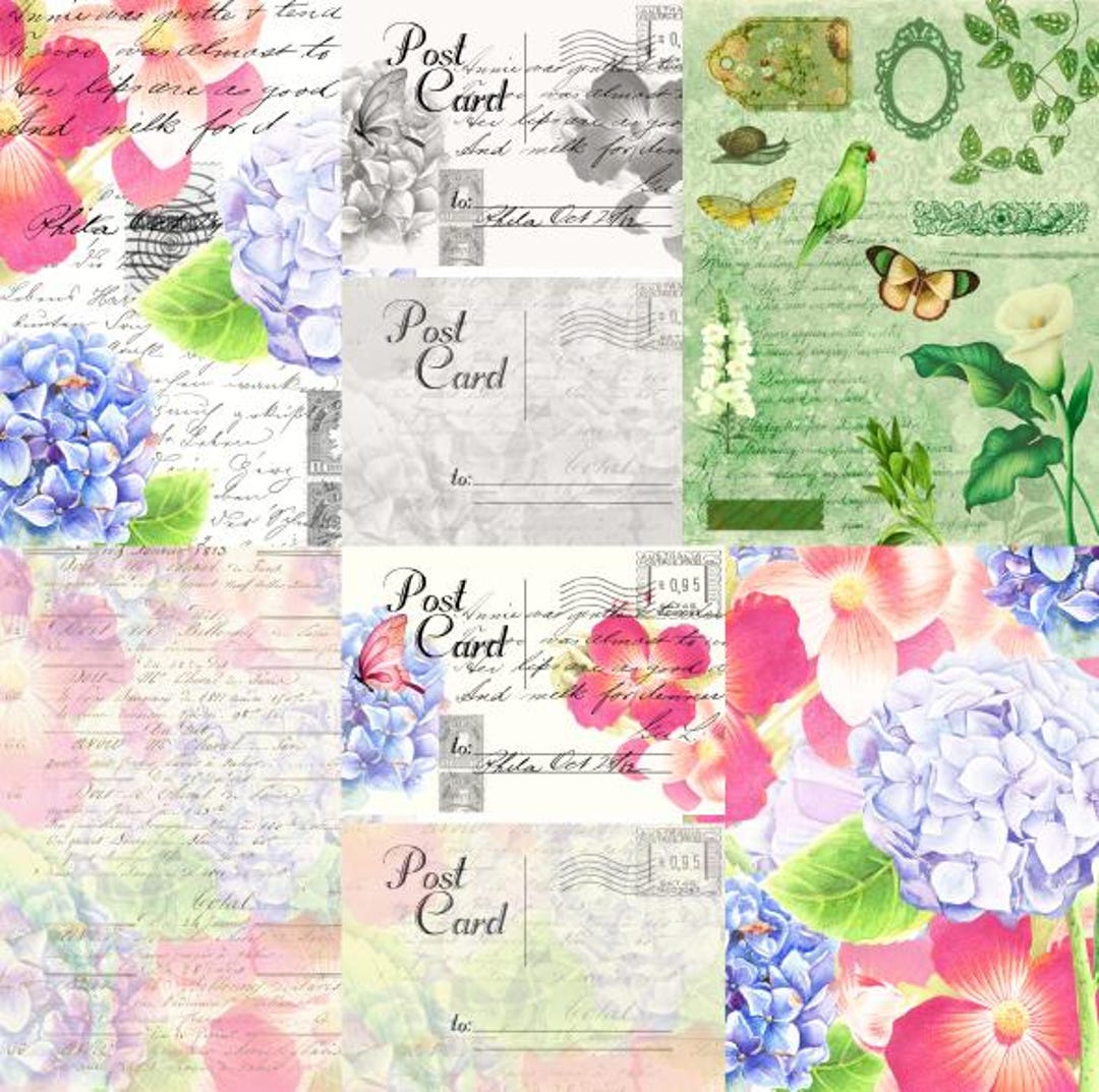 Hydrangea Rice Paper Hydrangea Theme Rice Paper- 6 X Different Printed Mulberry Paper Images ...