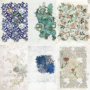 Papier de riz sur le thème du motif - 6 images uniques de papier de mûrier imprimé 30 g/m²