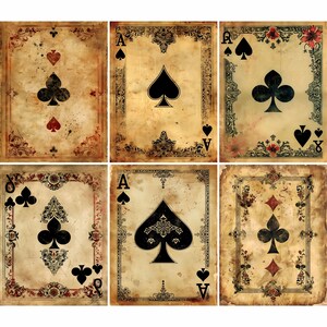 Tarjetas vintage de papel de arroz - 6 imágenes de papel morera con diferentes estampados, 30 g/m²