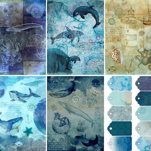 Carta di riso per decoupage Ocean, 8 x 10,5 pollici - per lavori di decoupage e scrapbooking