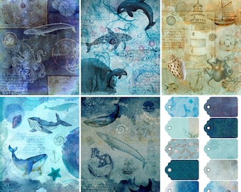 Ocean Decoupage Rice Paper, 8 x 10.5 inch – for Decoupage Scrapbooking Craft