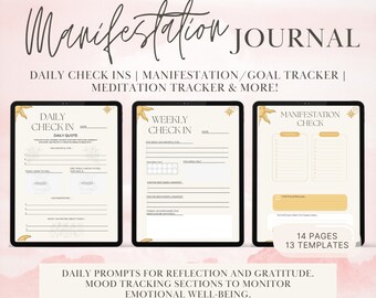 Digital Manifestation Journal, Daily & Weekly Self Check-ins, Daily Affirmations Journal, Manifestation Check and more!