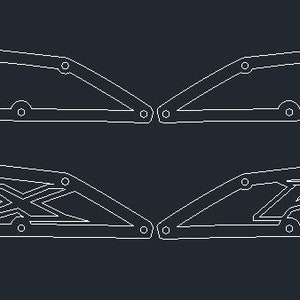 May include: Two pairs of metal brackets with the word "KRX" cut out in the center. The brackets are designed to be mounted on a vehicle.