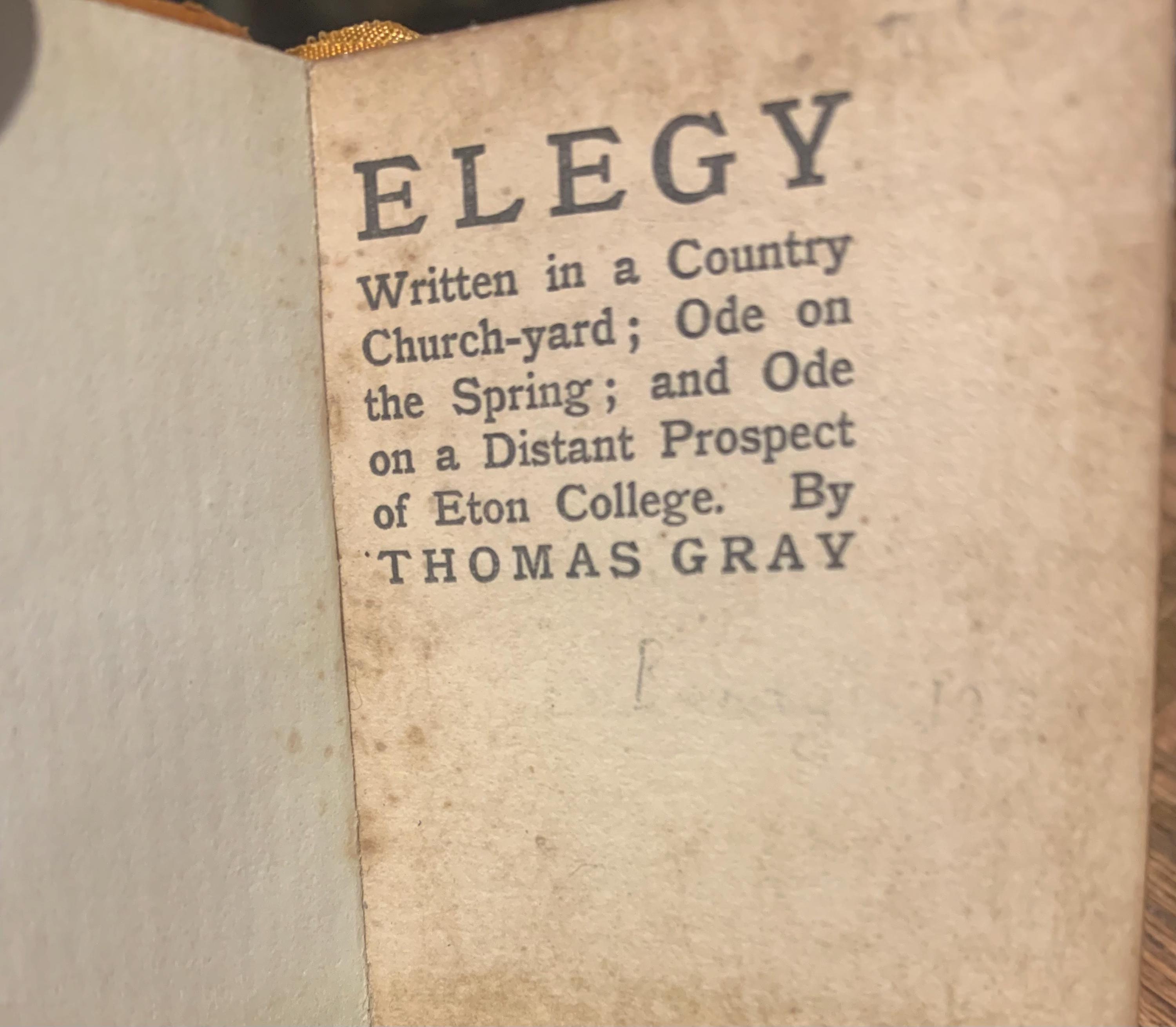 Gray's Elegy Miniature Antique Book - Etsy