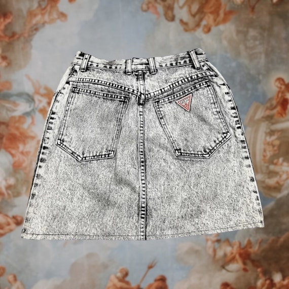 Vintage 90s Guess Gray Acid Wash Denim Mini Skirt… - image 9