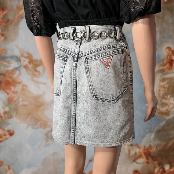 Vintage 90s Guess Gray Acid Wash Denim Mini Skirt… - image 6