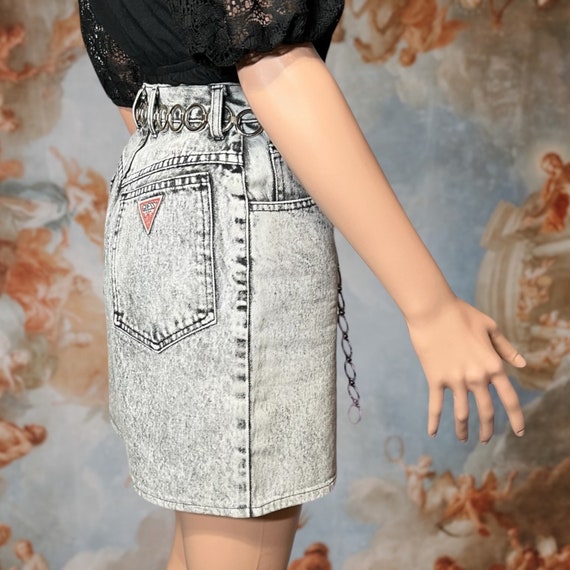 Vintage 90s Guess Gray Acid Wash Denim Mini Skirt… - image 7