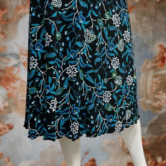 Vintage 90s Black Floral Short Sleeve Midi Dress,… - image 3