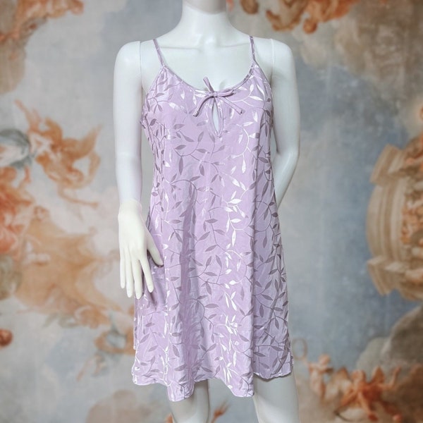 Vintage 90s Y2K Lavender Purple Satin Tank Slip Dress, Size Medium/ Large, Pastel Coquette Fairycore