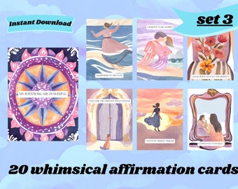 20 Whimsical Affirmation Cards, Instant Download, Digital Affirmation Cards, Printable Affirmation Cards, Manifestation Affirmations | SET 3