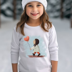 Little Girl Dreaming Toddler Long Sleeve Tshirt, Cute Girls Tee, Soft Cotton Kids Clothing, Cozy Little Girl Top, Valentines Day Tee, Hearts