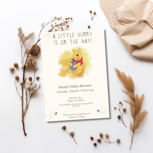 Winnie the Pooh - A Hunny is on the Way Baby Shower Invitation | Digital Download