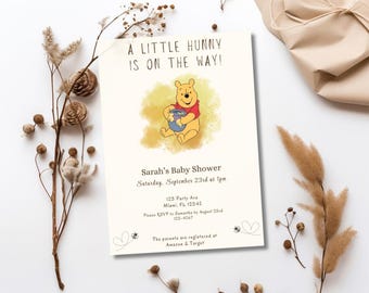 Winnie the Pooh - A Hunny is on the Way Baby Shower Invitation | Digital Download