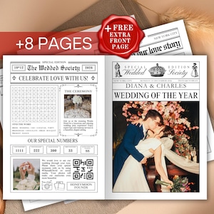 Wedding Newspaper Template: Custom Ceremony Program (Canva Editable)