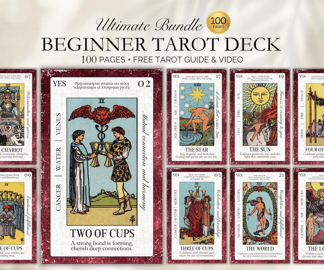 Beginner Tarot Deck Guide 78 Cards Guidebook for Learn Tarot, Digital ...