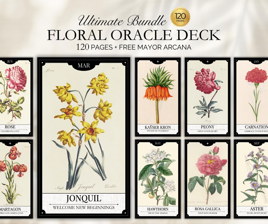 Birth Flower Oracle Deck for Beginner, Tarot Deck Gift, Beginner Oracle ...