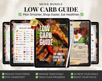 Keto Lebensmittelliste, Low Carb Lebensmittelliste, Mahlzeitenplaner, Diagramme & Ernährungsratgeber, Einfaches Dessert Rezept Buch Journal