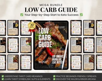 Low Carb Lebensmittelliste, Mahlzeitenplaner, Keto-Lebensmittelgeschäftliste, gesunder Essensplan, Lebensmitteltabellen & Ernährungsratgeber, einfaches Dessert-Rezeptbuch-Journal