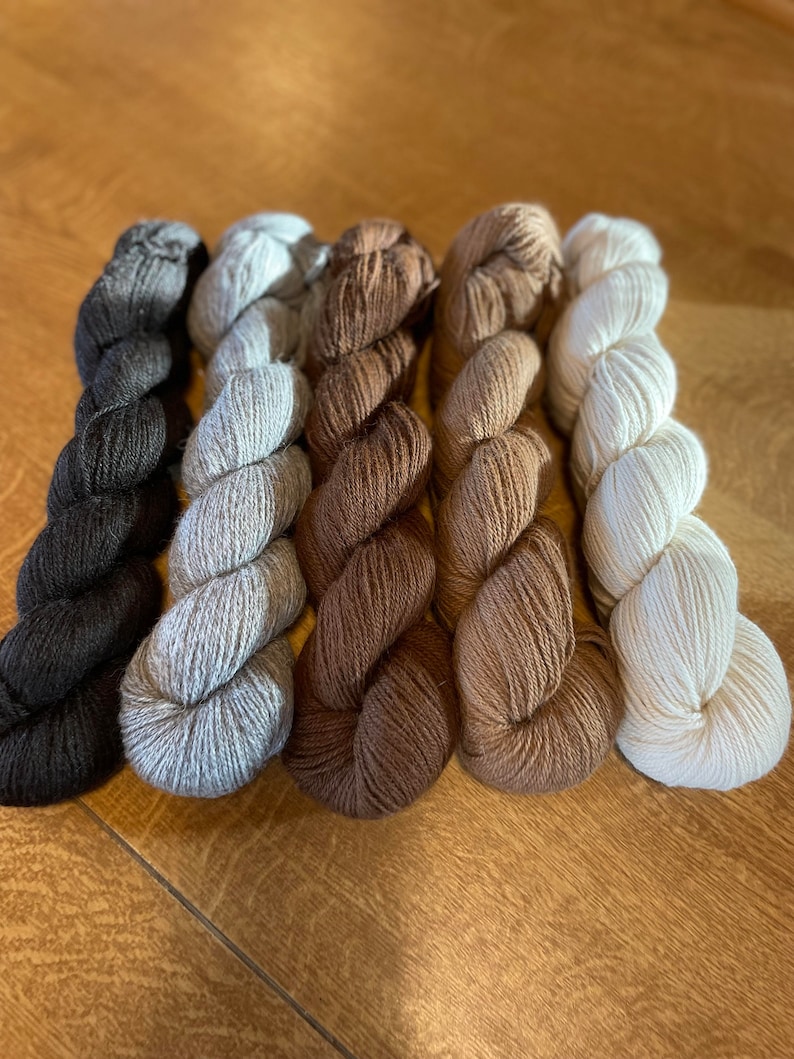 100% Natural Alpaca Yarn in 5 Different Colours of 100g Hanks. (3 Ply ...