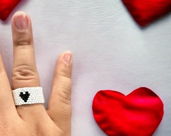 Love Miyuki Ring/ hypoallergenic ring/ handmade rings/ Miyuki rings/ women gift/handmade gift