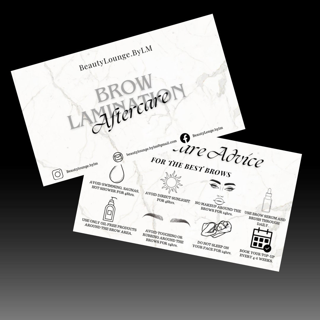Brow Lamination Aftercare Esthetician Template Care Instructions Etsy