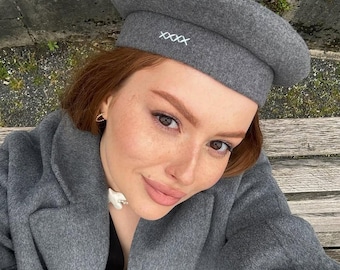 Wool beret for women, soft structured hat, minimalist accessory, handmade detail, everyday style