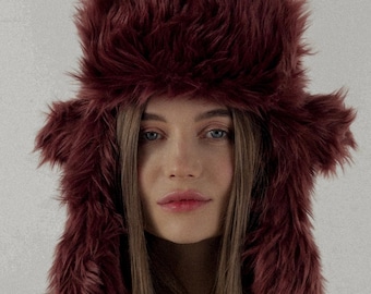 Shearling aviator hat.07 Cherry