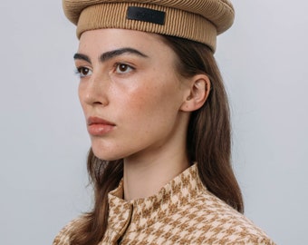 Beige beret hat for women, minimalist french style cap, soft classic headwear, stylish everyday accessory gift