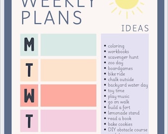 Summer Activity Planner for Kids | Nanny Activity Plan | Editable | colorful
