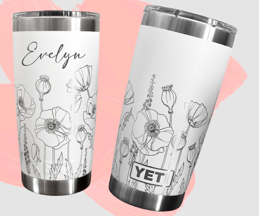 Personalized Poppy Flower YETI 20oz Tumbler - Engraved Floral Design - Etsy