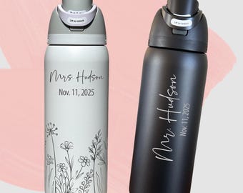 Personalized Mr. & Mrs. Owala Water Bottle Set- 32 oz, Wedding Gift, Engagement Gift, Bridal Shower, Custom Couples Tumblers, Anniversary