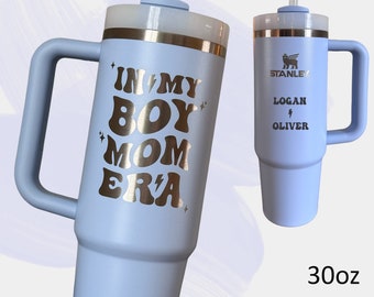 In My Boy Mom Era Tumbler, Mom of Boys Mother's Day Baby Shower New Mom Engraved Cup with handle and straw 30 oz