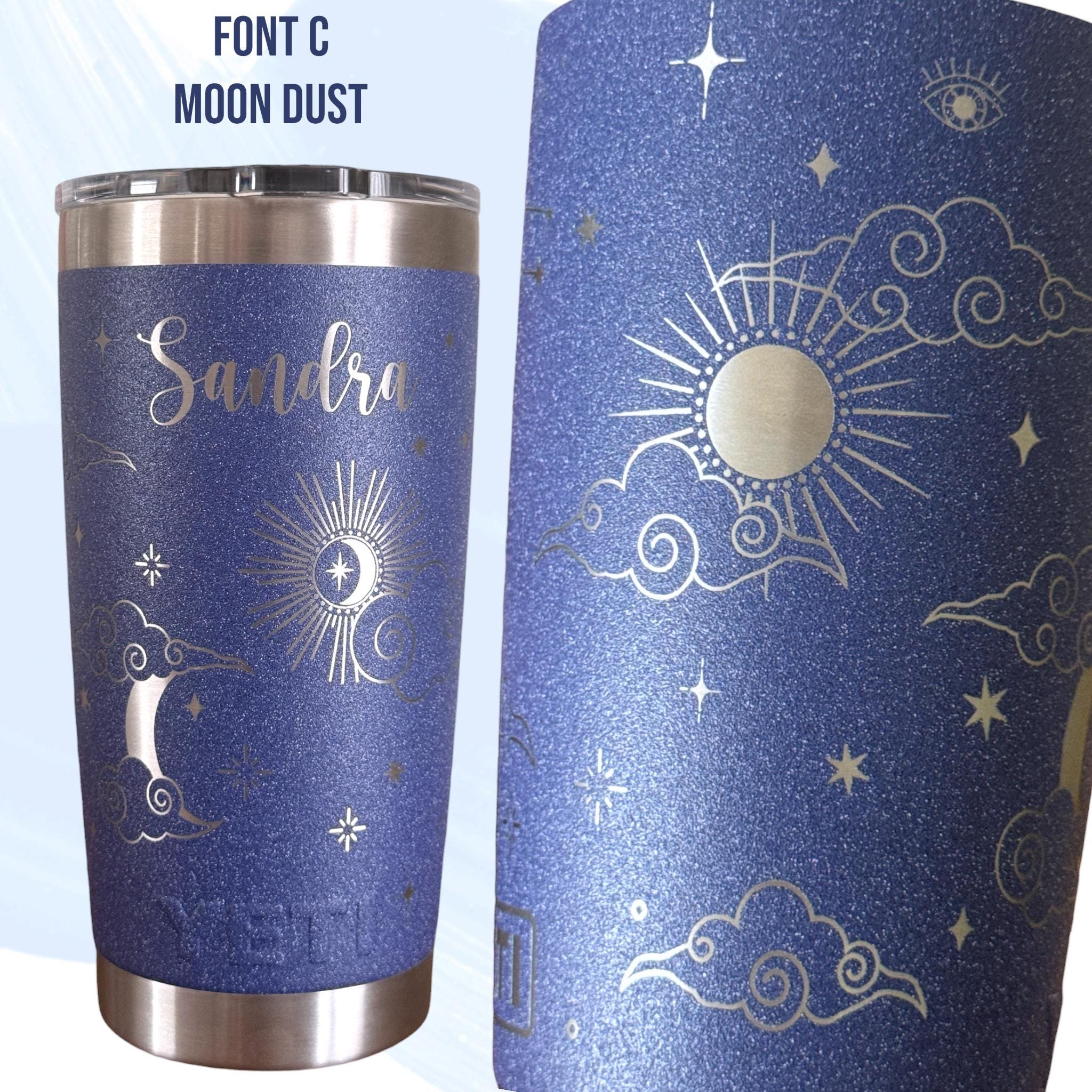 Personalized Moon and Stars YETI Rambler 20oz, Custom Celestial