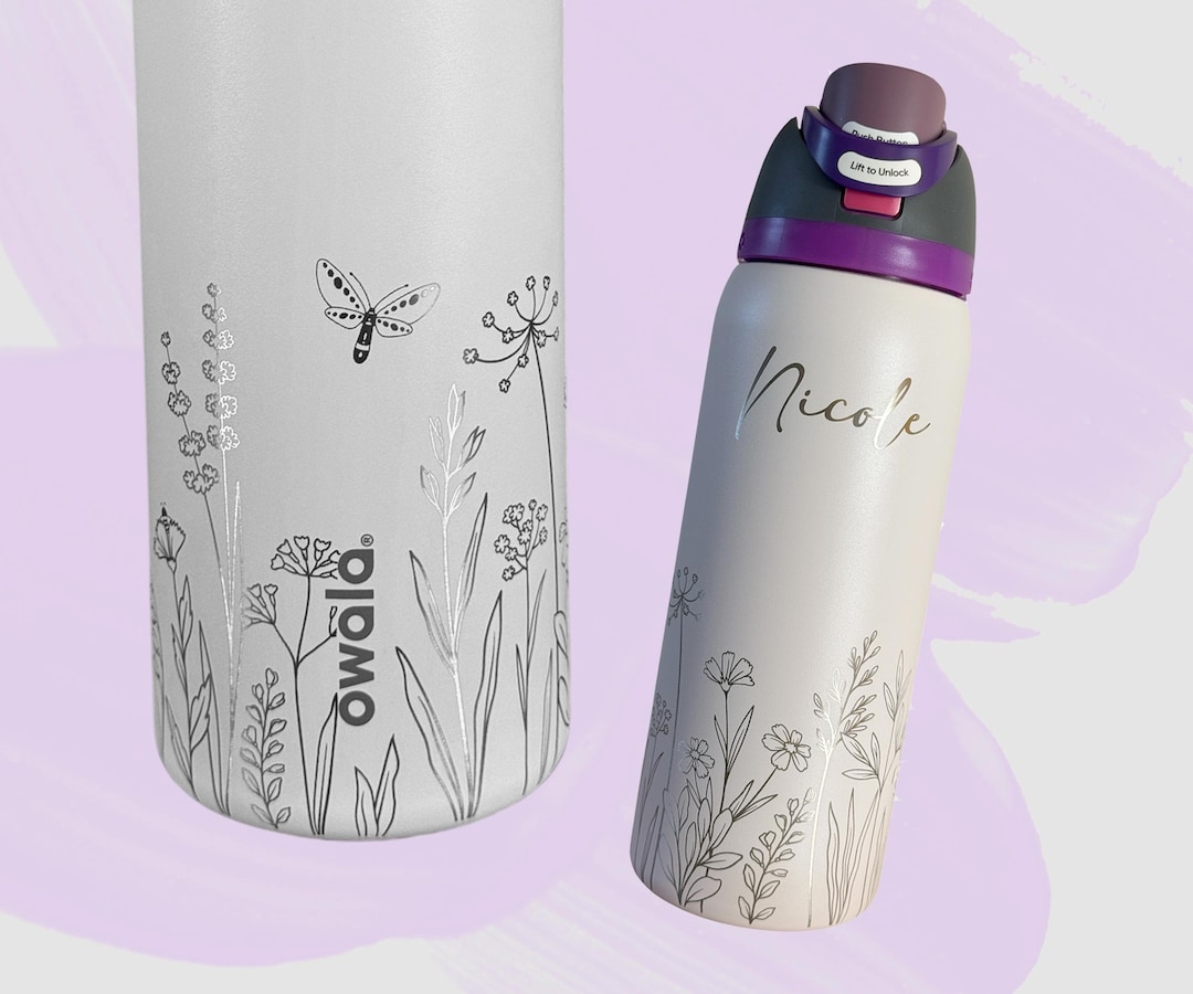 Personalized Owala Freesip Wildflower Water Bottle: Floral Engraved 32 ...