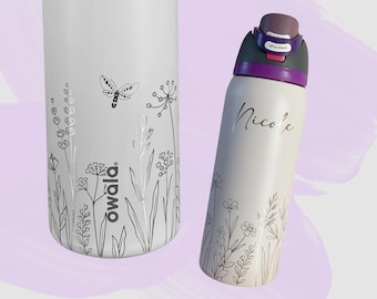 Owala 32 oz Personalized Wildflower Freesip Water Bottle, Floral Engraved Tumbler, Gift for her, Birthday, Mothers Day, Graduation, Bride