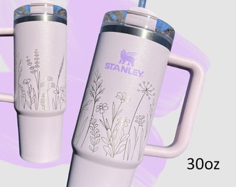 Personalized Floral Stanley Cup 30 oz, Wildflower Engraved Tumbler, Mothers Day, Graduation, Maid of honor, Bridesmaid, Bridal, Gift for her