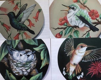 Tole Painting Pattern Packet: Hummingbird Coasters by Karen Hubbard 2011