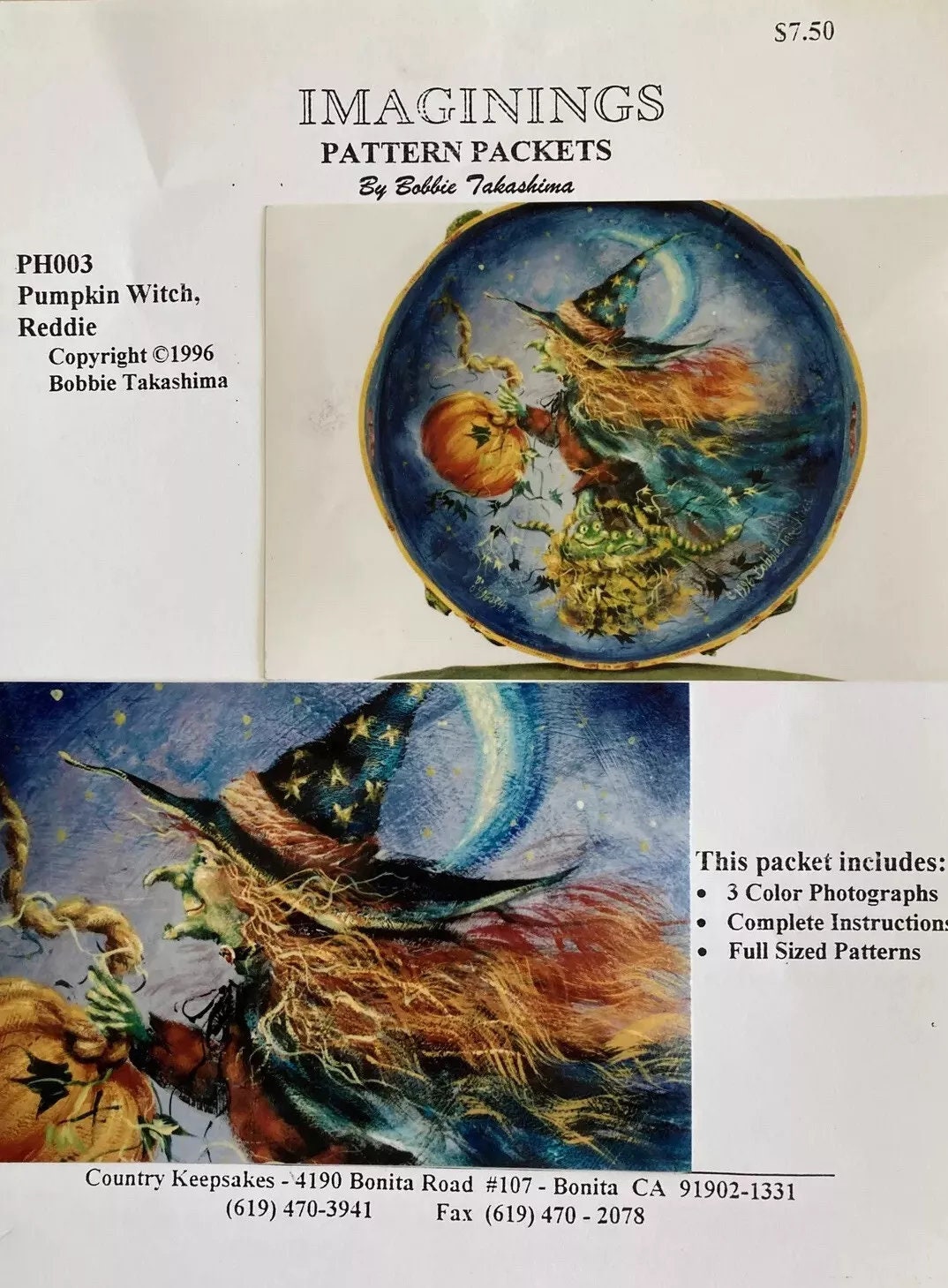 Halloween Tole Painting Pattern : Pumpkin Witch, Reddie by Bobbie