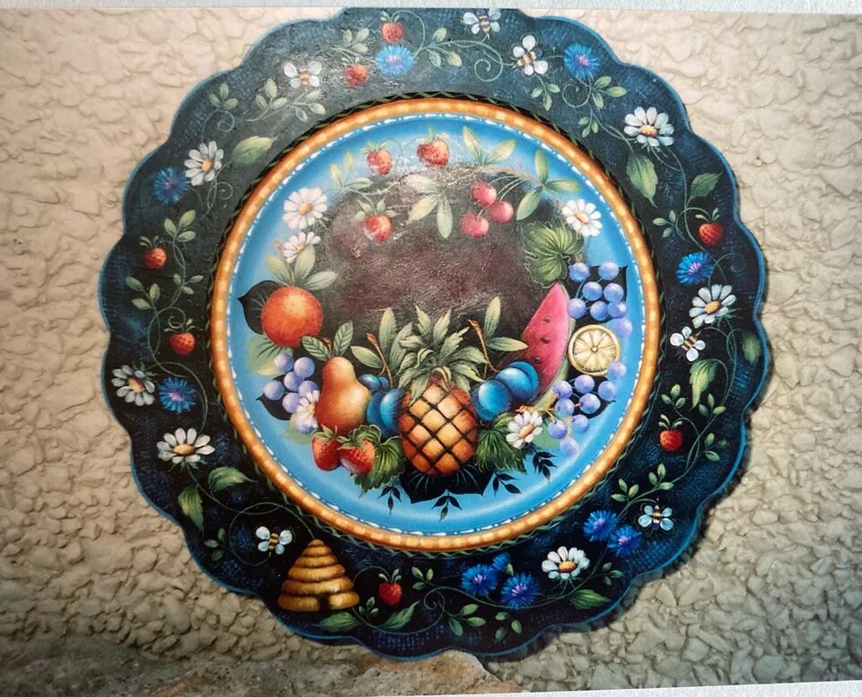 Tole Painting Pattern : Fruit and Flowers on Plate by Rosemary