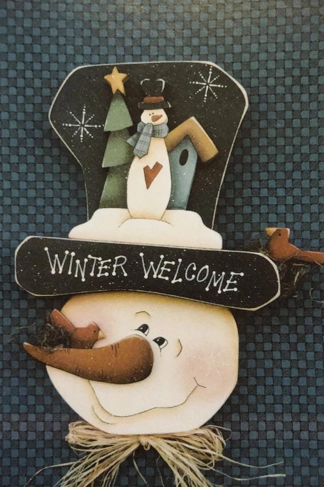 トールペイント ウェルカムボード スノーマン Vintage Tole Painting Pattern Packet : Winter Welcome by Sandy