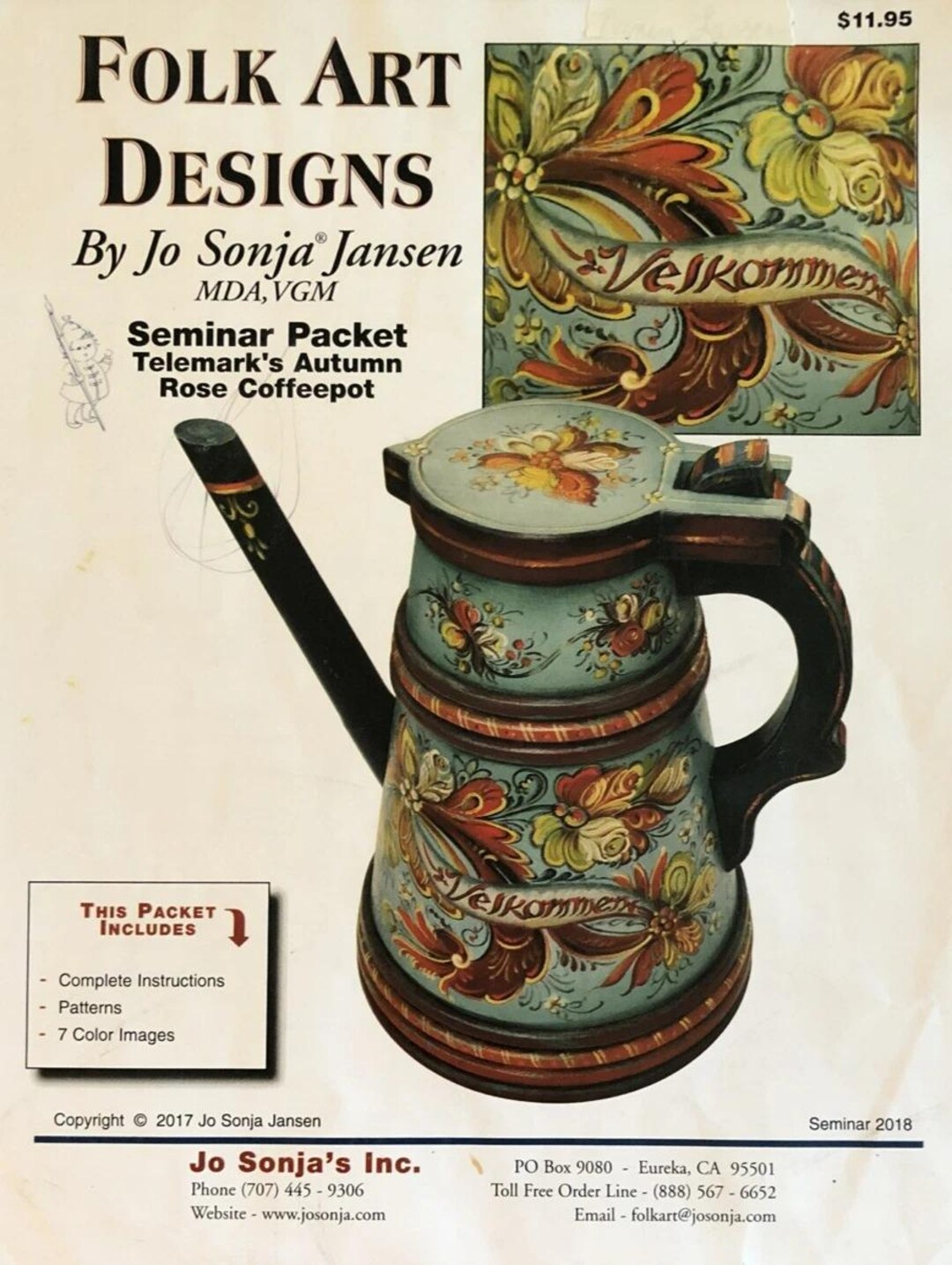 Tole Painting Seminar Packet: Telemark's Autumn Rose Coffeepot Jo