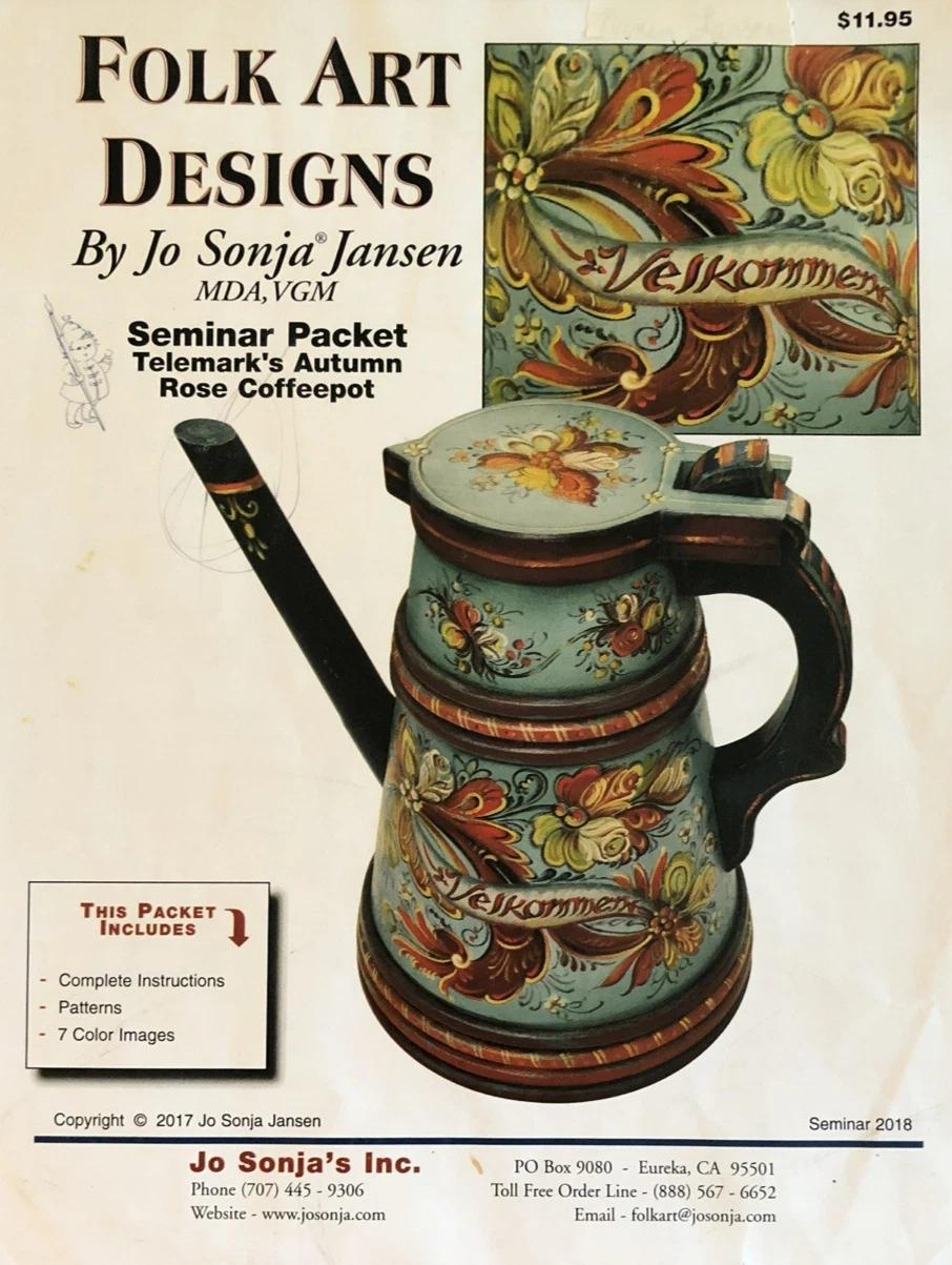Tole Painting Seminar Packet: Telemark's Autumn Rose Coffeepot Jo