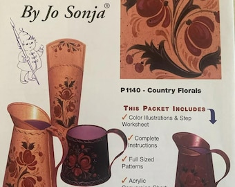 Wzór malarstwa tolowego w stylu vintage: Kwiaty w stylu rustykalnym autorstwa Jo Sonji Jansen
