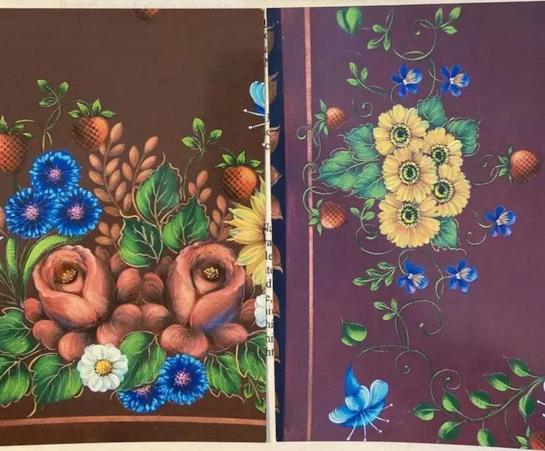 Deluxe Tole Painting Pattern : Large Floral Tray by Rosemary West