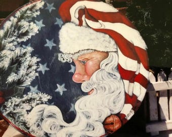 Wzór malarstwa Tole z 1997 r.: Americana Santa Bentwood Box autorstwa Lynette Bredow